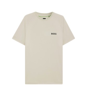 BOSS Active slim fit beige T-shirt