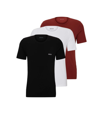 BOSS Pack de tres camisetas interiores negro, granate, blanco