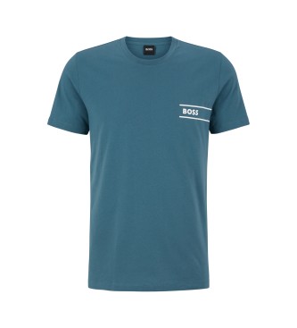 BOSS T-shirt a righe con logo turchese