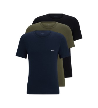 BOSS Confezione 3 T-shirt classiche blu scuro, verde, nero