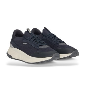 BOSS TTNM EVO trainers with navy knitted uppers