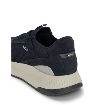 BOSS TTNM EVO trainers with navy knitted uppers