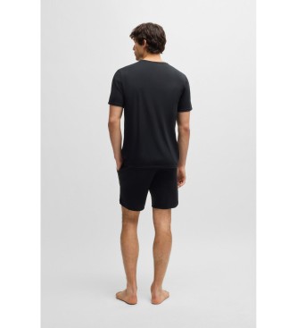 BOSS Pijama de punto elastico con pespuntes negro
