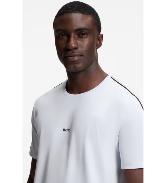 BOSS T-shirt en coton extensible avec manches renforc�es blanc