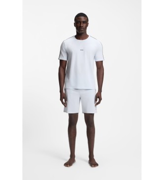 BOSS T-shirt en coton extensible avec manches renforc�es blanc