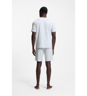 BOSS T-shirt en coton extensible avec manches renforc�es blanc