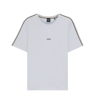 BOSS T-shirt en coton extensible avec manches renforc�es blanc