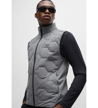 BOSS Waterafstotend regular fit gilet met grijze gewatteerde details