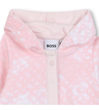 BOSS Roza obleka s kapuco