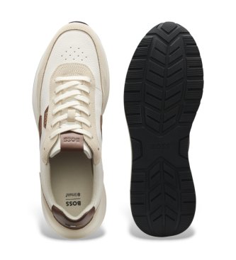 BOSS Vinston Runn-skor i läder, beige