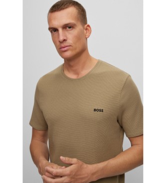 BOSS Koszulka waflowa zielona