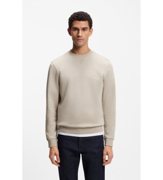 BOSS Sweatshirt med applikeret logo, beige