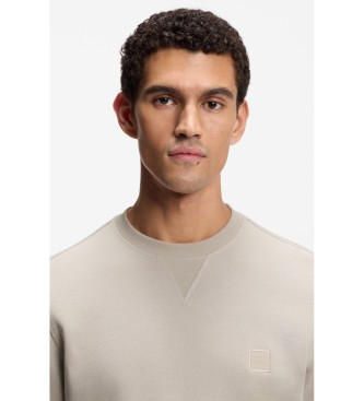 BOSS Sweatshirt med applikeret logo, beige