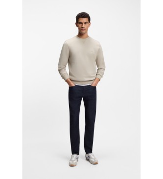 BOSS Sweatshirt med applikeret logo, beige