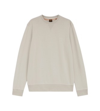 BOSS Sweatshirt med applikeret logo, beige
