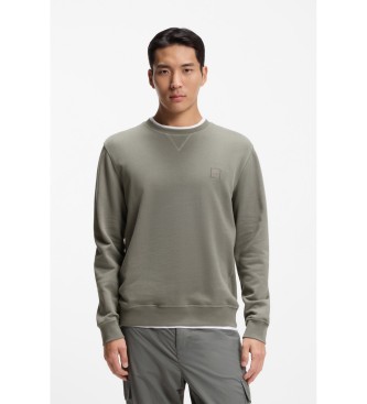 BOSS Sweatshirt med applikeret logo, gr�n