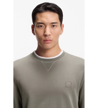 BOSS Sweatshirt med applikeret logo, gr�n