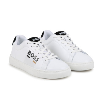 BOSS Baskets en cuir blanc