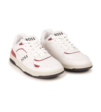 BOSS White leather trainers