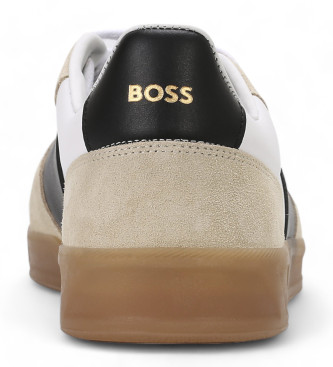 BOSS Beige Brandon Leather Sneakers