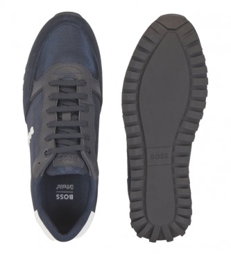 BOSS Blue running-style leather sneakers