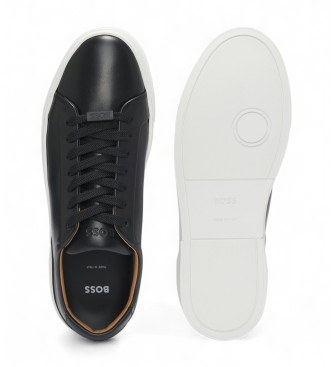 BOSS Gary Leren Sneakers zwart