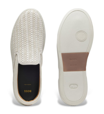 BOSS Gary Slon Beige Leder Hausschuhe