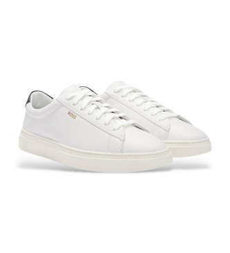 BOSS Kieran lder sneakers vit