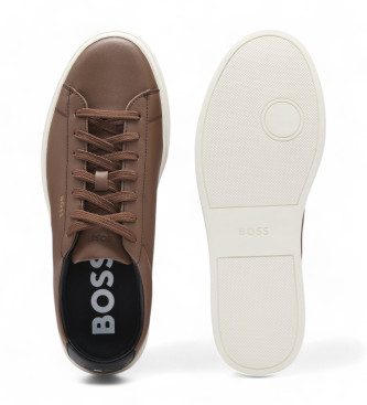 BOSS Kieran Logo lder sneakers brun