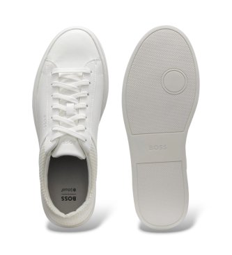 BOSS Kieran Tenn vita lädersneakers