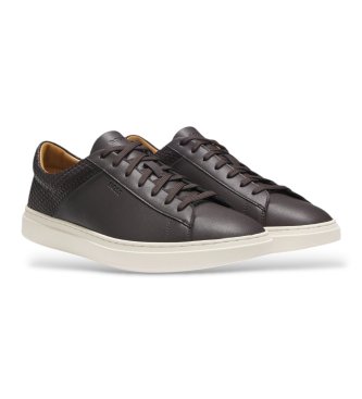 BOSS Kieran Tenn sneakers i mörkbrunt läder