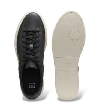 BOSS Kieran Tenn svarta lädersneakers