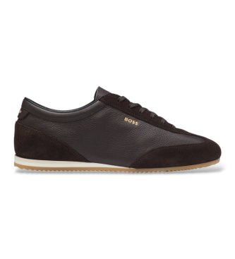 BOSS Zapatillas de piel Lineor Lowp marrón oscuro