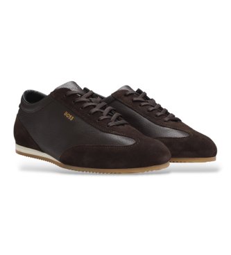 BOSS Zapatillas de piel Lineor Lowp marrón oscuro
