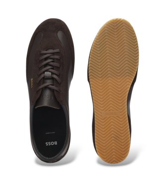 BOSS Zapatillas de piel Lineor Lowp marrón oscuro