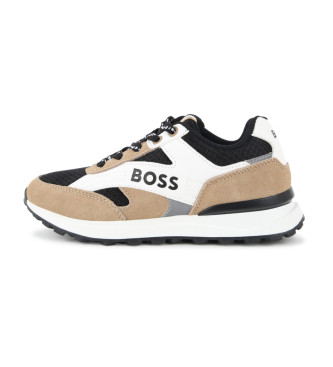 BOSS Braune Lederturnschuhe