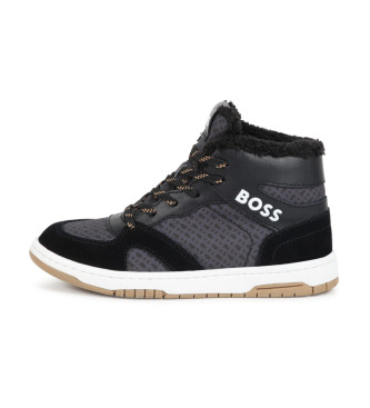 BOSS Schwarze Lederturnschuhe