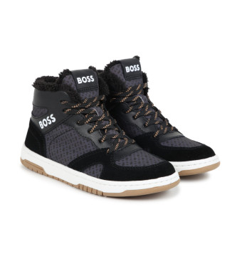 BOSS Baskets en cuir noir