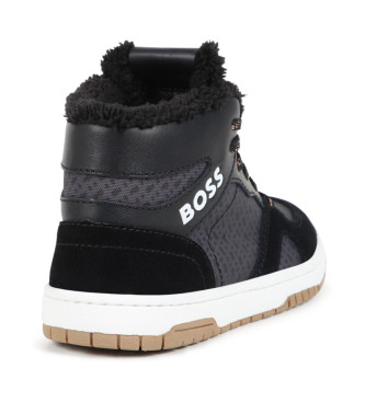 BOSS Baskets en cuir noir