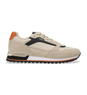 BOSS Parkour beige leather trainers