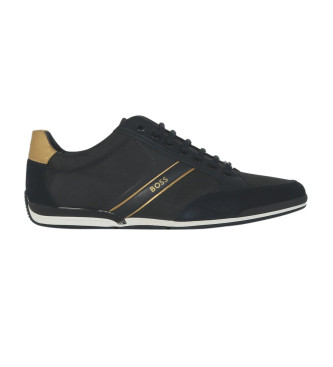 BOSS Saturn navy leather trainers
