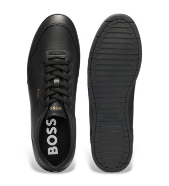 BOSS Chaussures en cuir titane noir