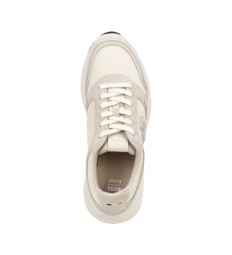 BOSS Vinston beige leather trainers
