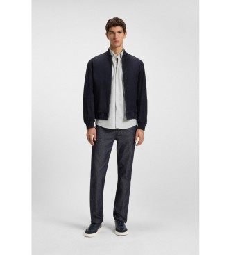 BOSS Trainers Bekleed leer met marine contrasterende achterkant