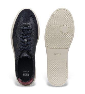BOSS Trainers Bekleed leer met marine contrasterende achterkant