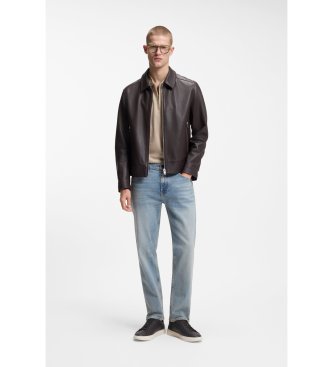 BOSS Kieran Tenn sneakers i mörkbrunt läder