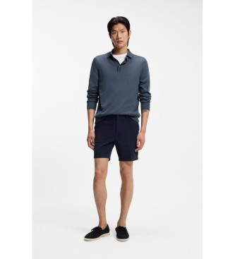 BOSS Marinbl� b�tskor i mocka med kontraster