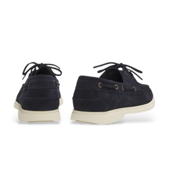 BOSS Marinbl� b�tskor i mocka med kontraster