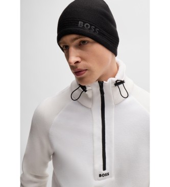 BOSS Regular fit jumper with adjustable collar   white