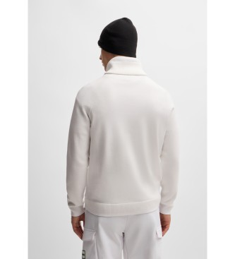 BOSS Regular fit jumper with adjustable collar   white